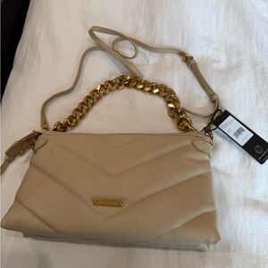 Rebecca Minkoff Tan Crossbody Edie Flap Bag with Gold Chain New